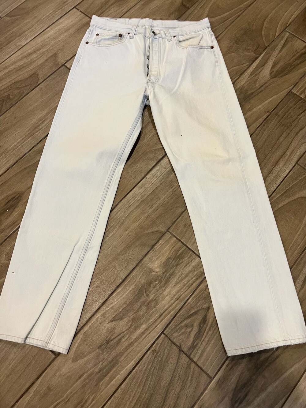 Vintage 1990s Levi's 501 Button Fly White Denim Jeans W34 L30